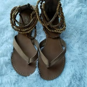 Limelight sandles with wooded beaded ankle strap